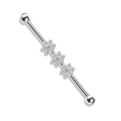 Industrial barbell with 3 internal threaded flowers