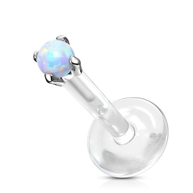 14k gold labret with opal stone