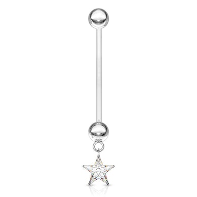 Pregnancy belly button ring with star dangle
