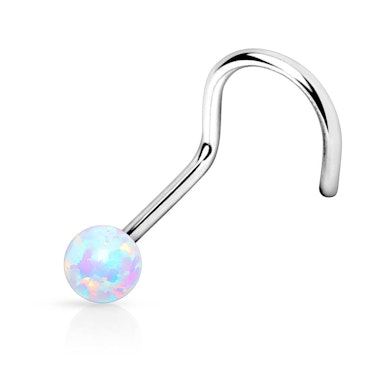 Nose screw with round opal stone