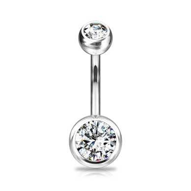 Titanium belly button ring double jeweled 