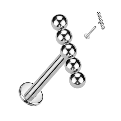 Titanium labret with five beaded balls