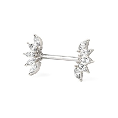 Nipple barbell with marquise stones