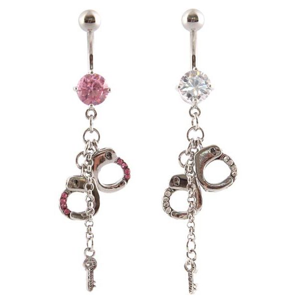 Handcuff belly button rings discount