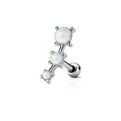 Helix piercing jewelry with three opal stones