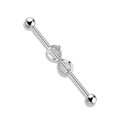 Industrial barbell with infinity sign