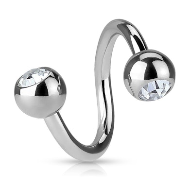 Twister ring with bezel-set gem