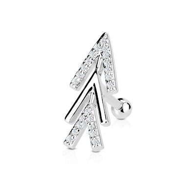 Ear piercing with abstract studded arrow