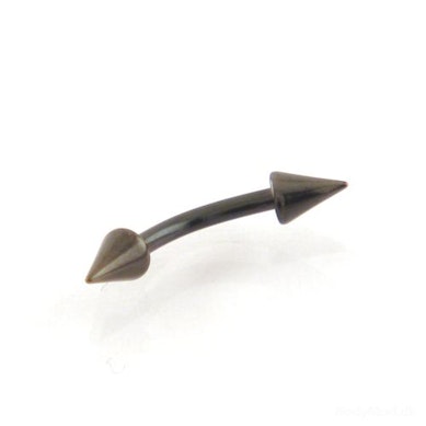 Curved barbell in black color with spikes