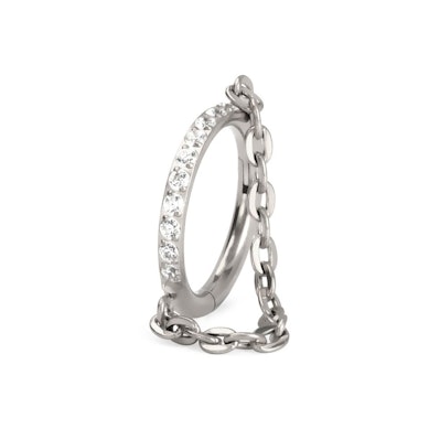 Jeweled hinged ring with chains
