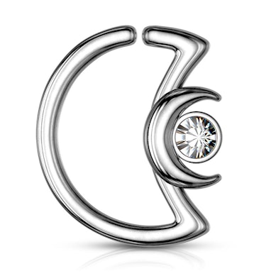 Ear piercing crescent moon shaped with stone