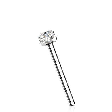 Fishtail nose stud made of 14k gold with gem