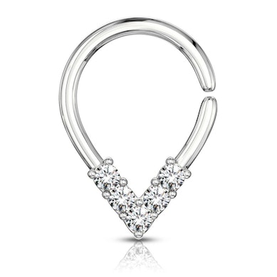 Seamless ring with top-down studded drop-shape