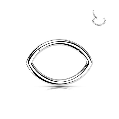 Oval-shaped hinged ring made of titanium