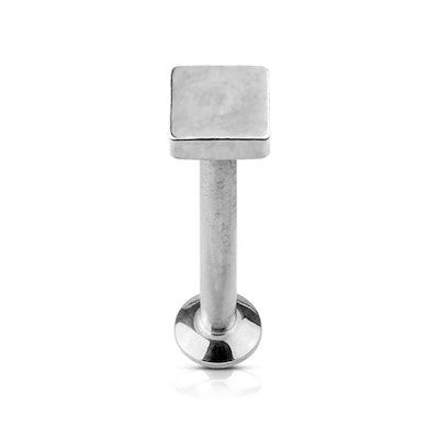 Labret with internally threaded post and square top