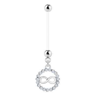 Pregnancy belly button ring with infinity sign dangle