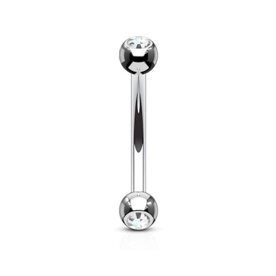 Curved barbell made of titanium with bezel-set stones