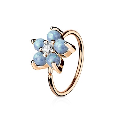 Ring with opal stones flower cham