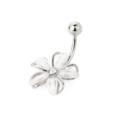 Belly button ring with flower