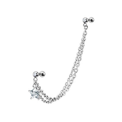 Tragus and helix piercing with single star