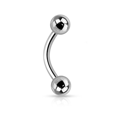 Curved barbell made of titanium