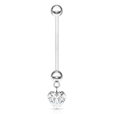 Pregnancy belly button ring with heart dangle