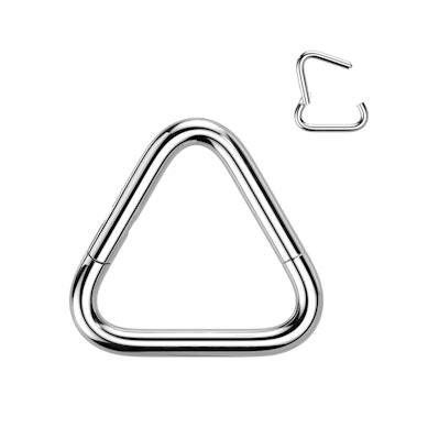Triangular titanium hinged ring