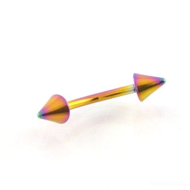 Multicolor curved barbell with spikes