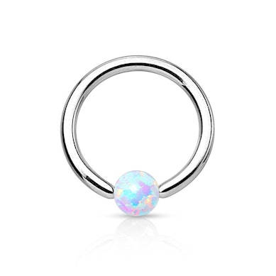 Captive bead ring with opal stone