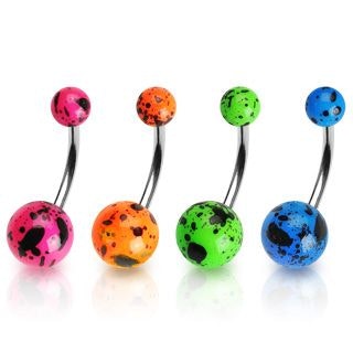Belly button ring with black stains