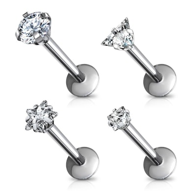 Labret made of titanium in a variety of stud designs