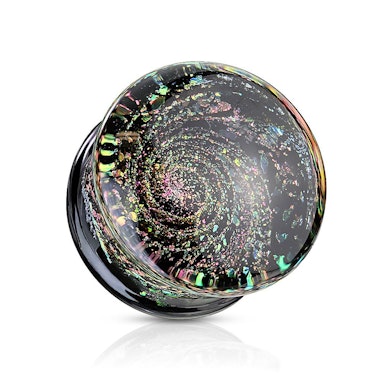 Plug made of glass with galaxy