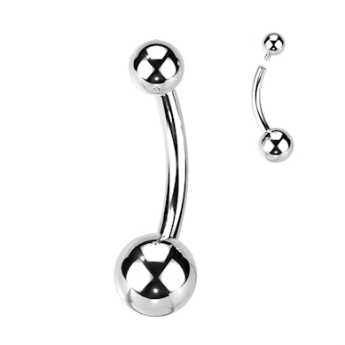 Belly button ring made of titanium with internal thread