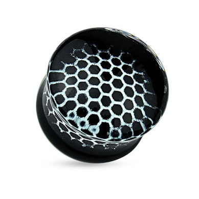 Plug made of glass with hexagonal pattern