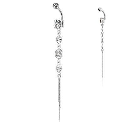 Belly button ring with elegant discs dangle