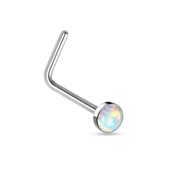 Nose piercing with opal stone