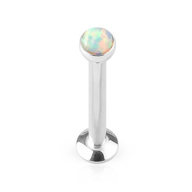 Labret with internally threaded post and opal stone