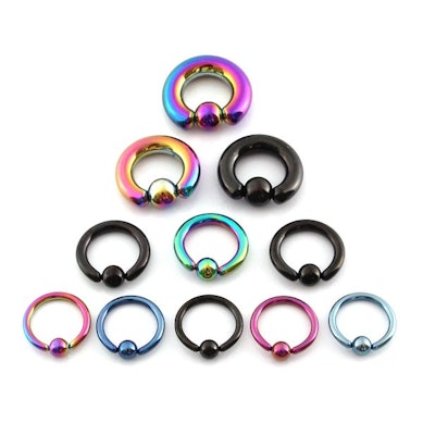 Captive bead ring in large size with titanium anodization