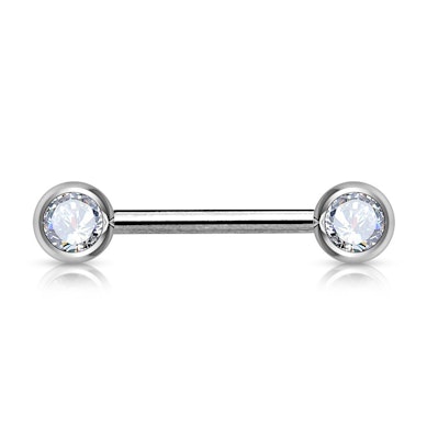 Nipple barbell with gems in your choice of color