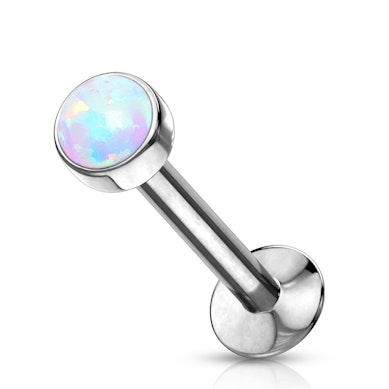 Push-in labret with opal