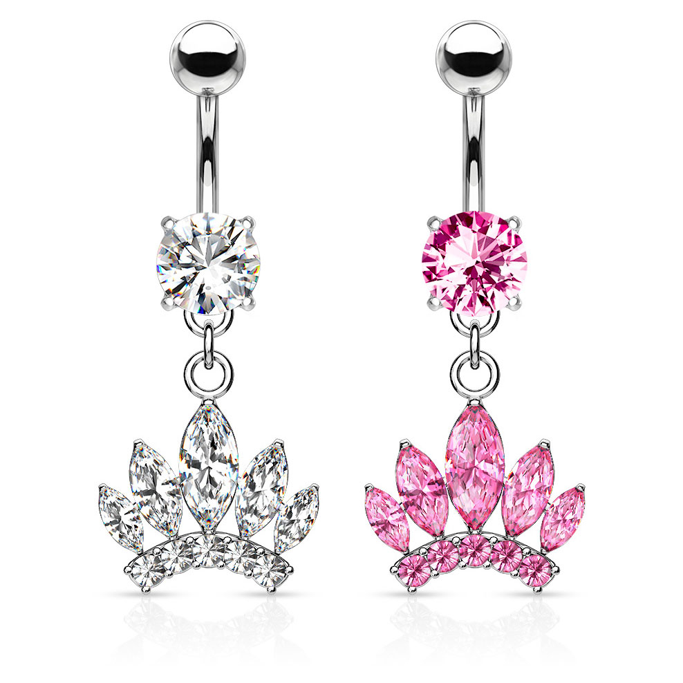 Auskaras į bambą su karūna ir kristalais