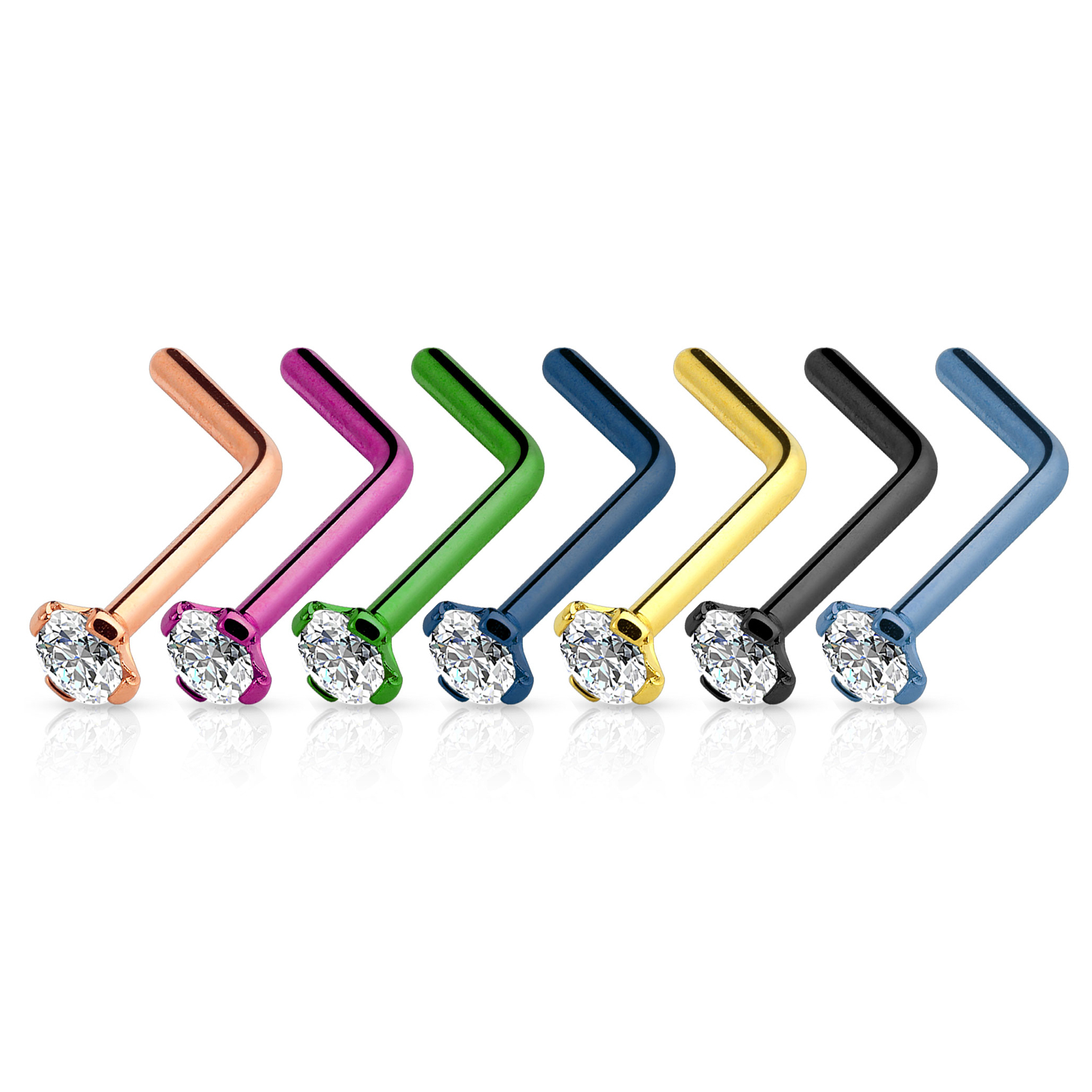 Įvairių spalvų auskaras į nosį su kristalu