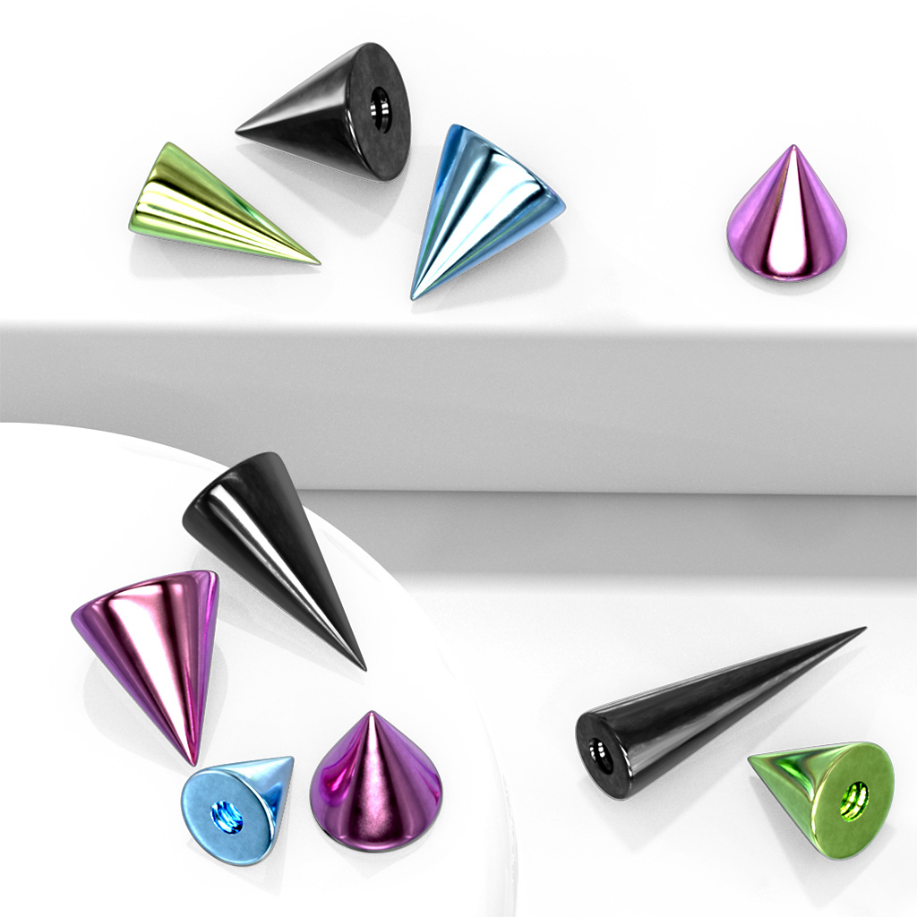 Įvairių spalvų ir dydžių atsarginiai spygliai