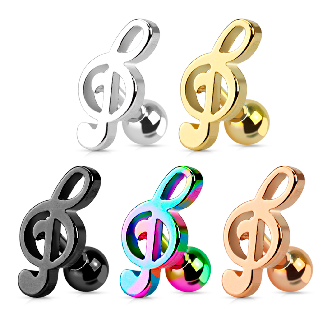 Tragus auskaras su smuiko raktu