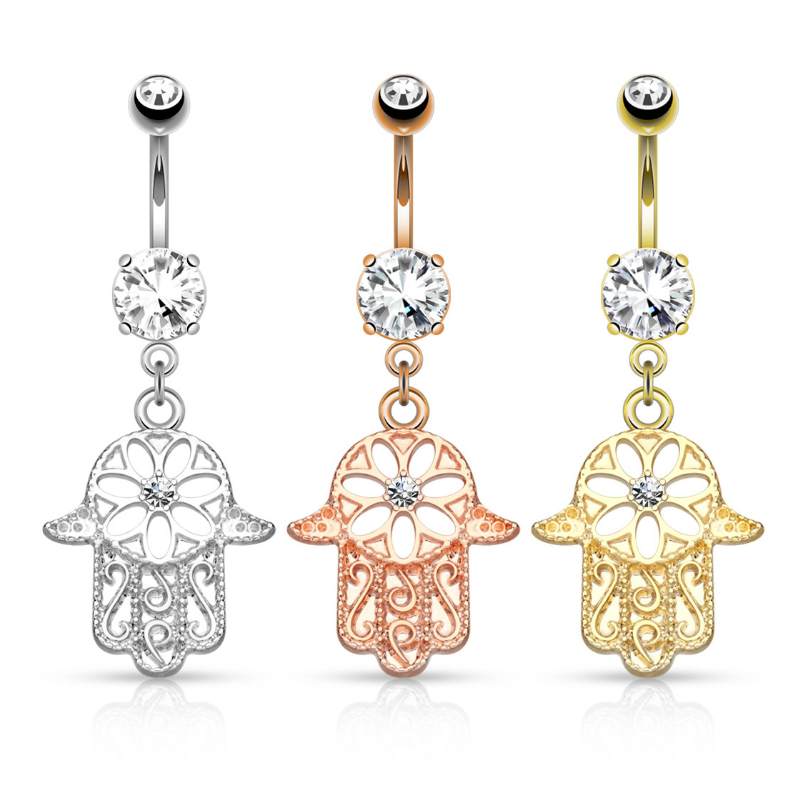 Auskaras į bambą su kristalu ir Hamsos ranka