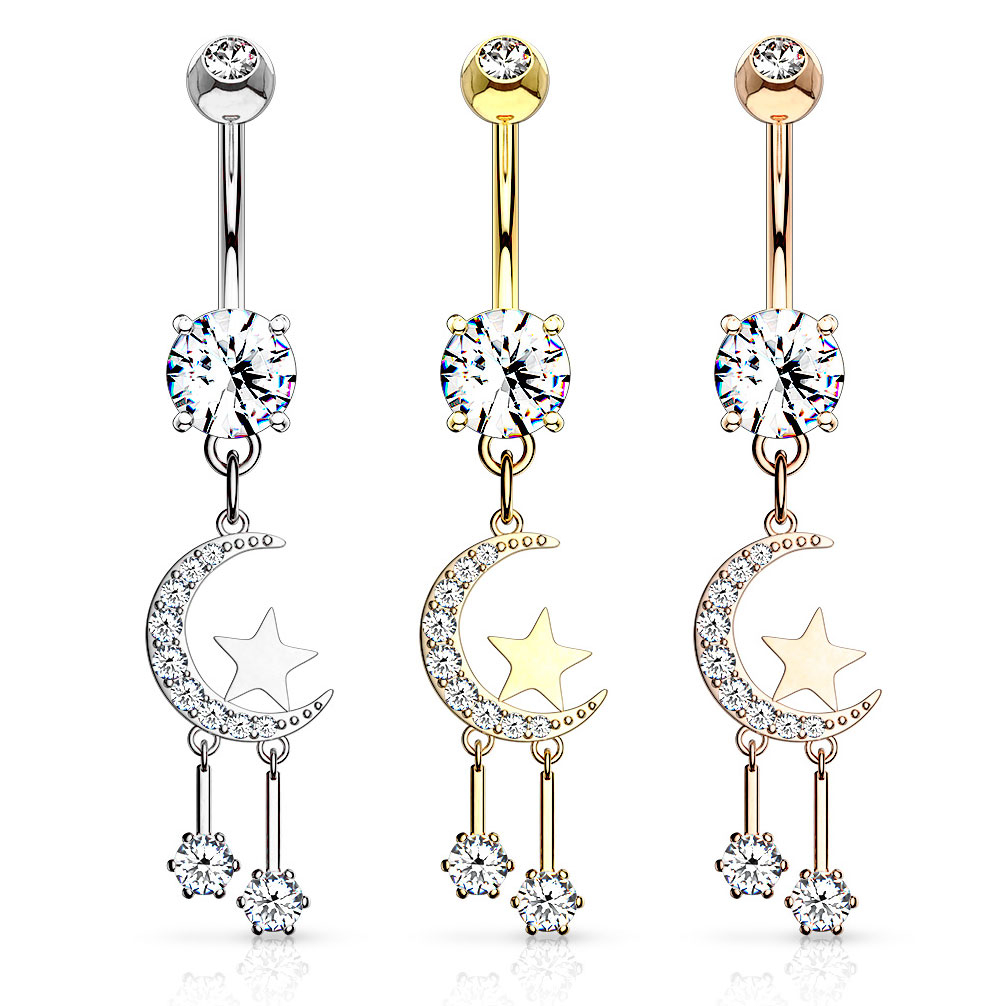 Auskaras į bambą su pusmėnuliu ir žvaigždutėmis