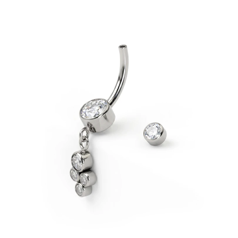 Auskaras į bambą su kristalais puoštu pakabuku
