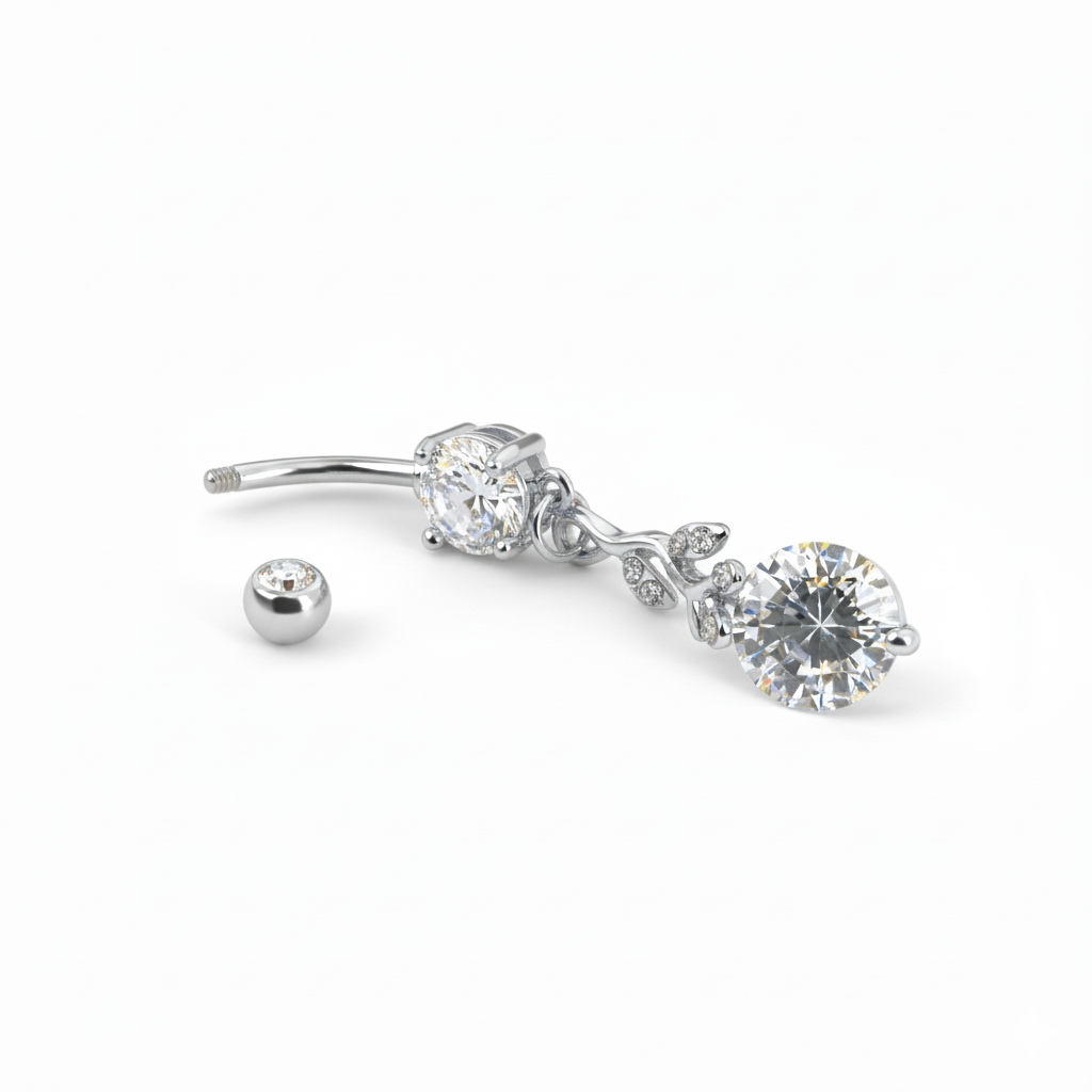 Auskaras į bambą su kristalais dekoruota šakele