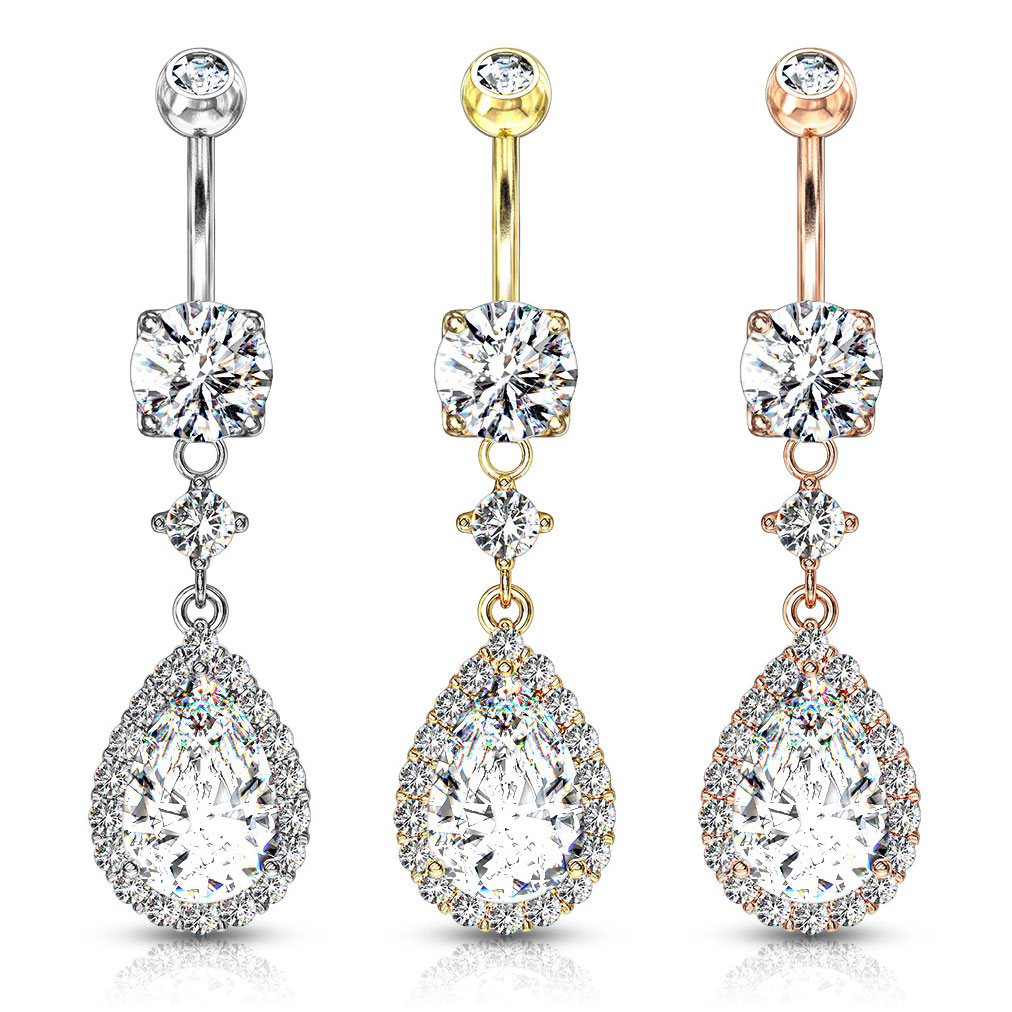 Auskaras į bambą su lašo formos cirkonio kristalu