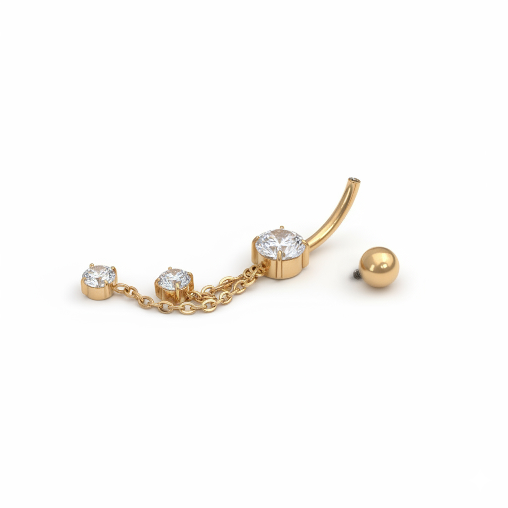 Titano auskaras į bambą su grandinėlėmis ir akutėmis